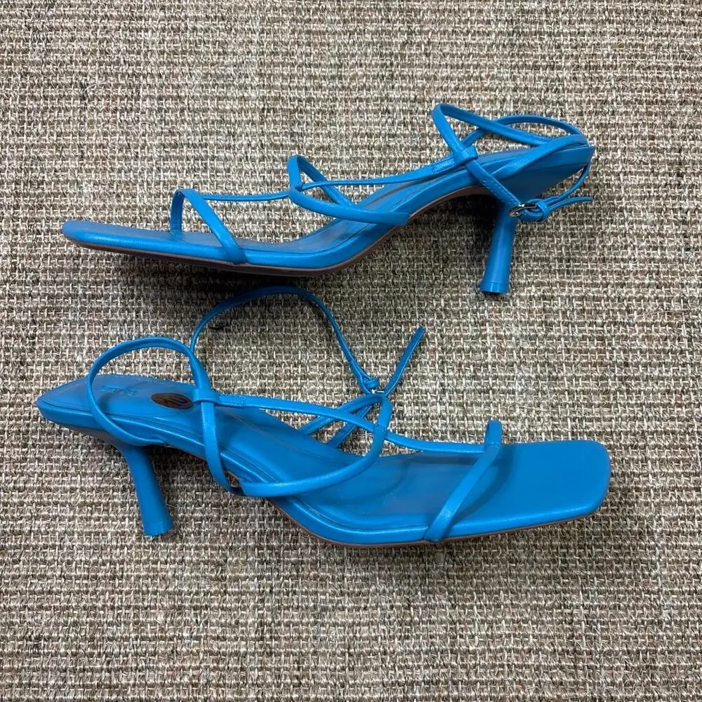 👡💙 Zara Strappy Square Toe Sandals | EU 41 / US 10 | Electric Blue - Picture 3 of 5